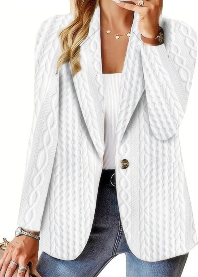 Autumn And Winter Fashion All matching Solid Color One Button Suit Coat For Women White - Shop at LoveMi