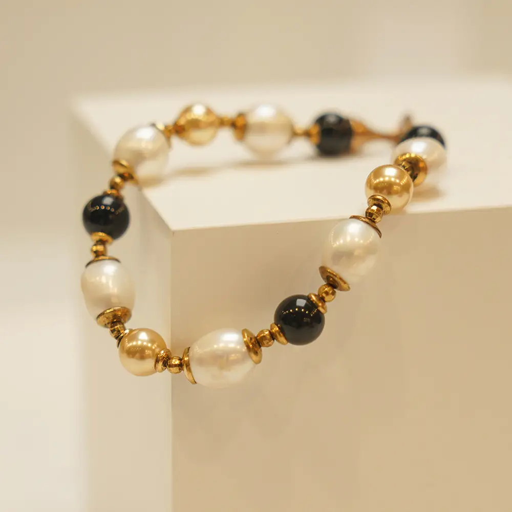 European Retro Series Natural Agate Pearl Bracelet