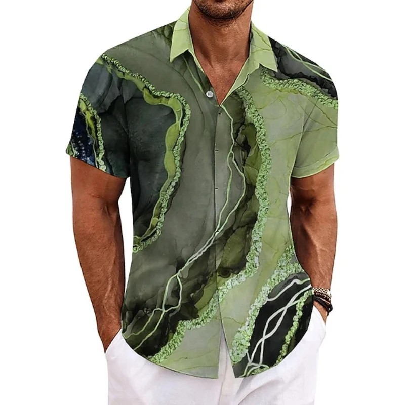 4-Way Stretch Retro 3 D Floral Men’s Short Sleeve Shirt 4-Way Stretch Retro 3 D Floral Men’s Short Sleeve Shirt