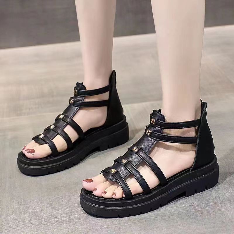 Internet-famous Platform Wedge Sandals With A Peep-toe Design For Women