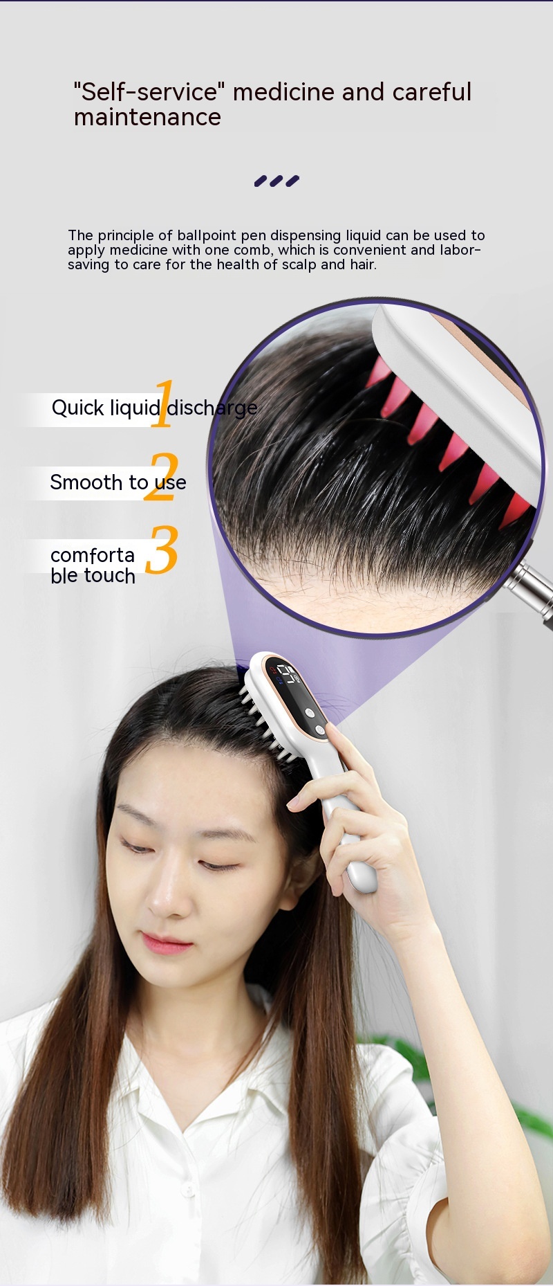Scalp Medicine Feeder Care Massage Blue Light Red Light Hair Growth Tonic Import Comb — foto 7