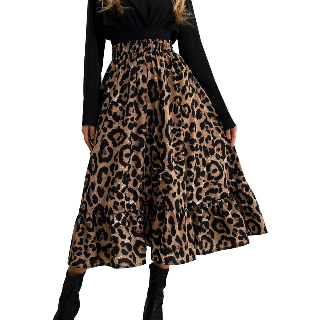 Women's Casual Leopard Print Simple Slim Skirt - Leopard