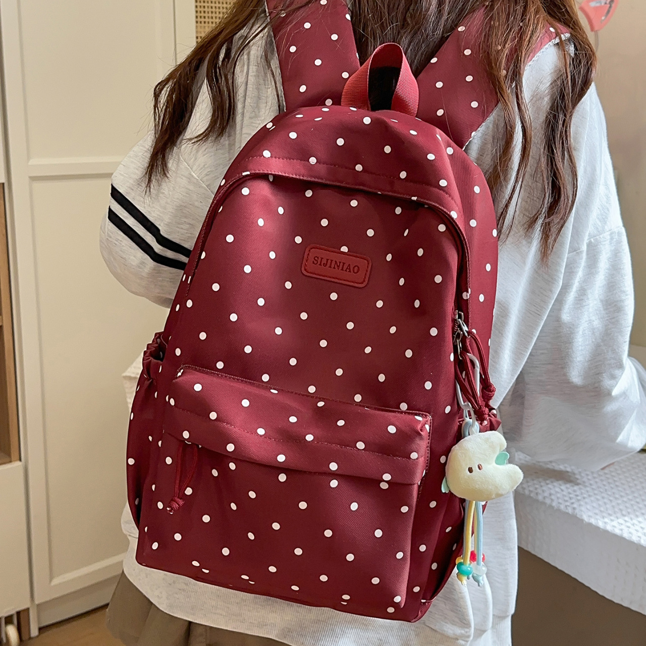 Polka-Dot Casual Lightweight Large-Capacity Backpack