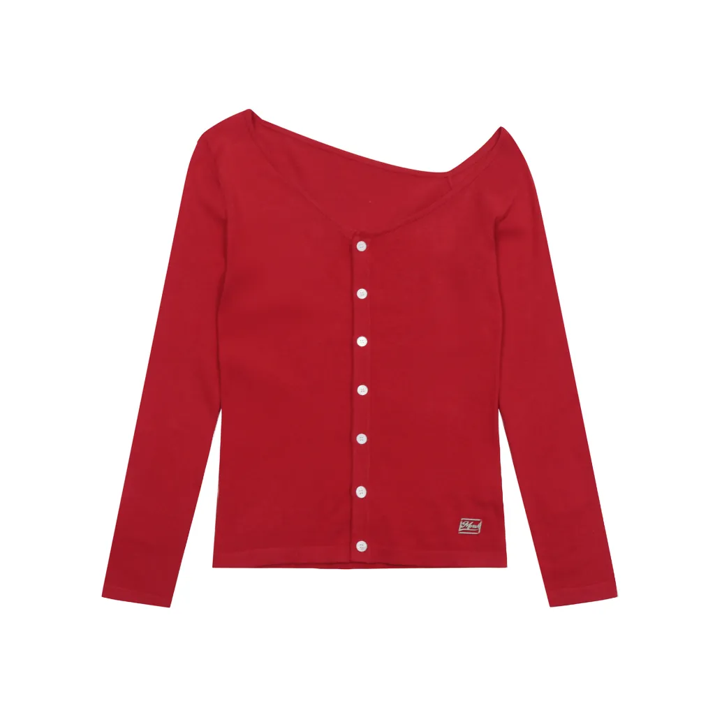 Retro Minimalist Design Sweater - Bright Red
