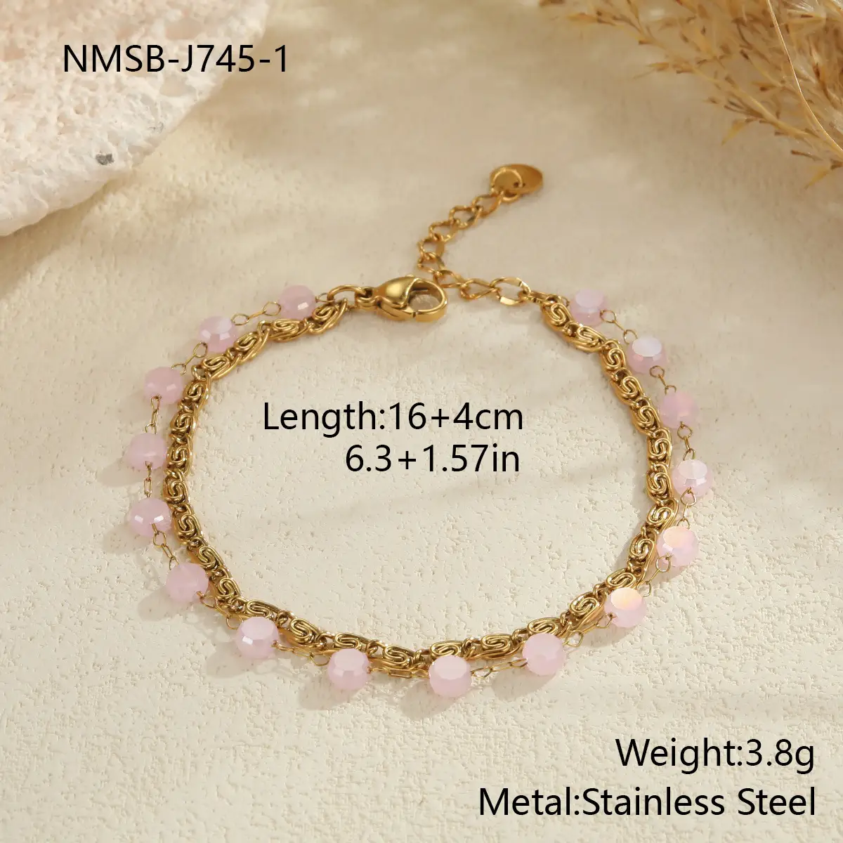 Niche Design Zircon Necklace Stainless Steel Clavicle Chain Beaded Bracelet