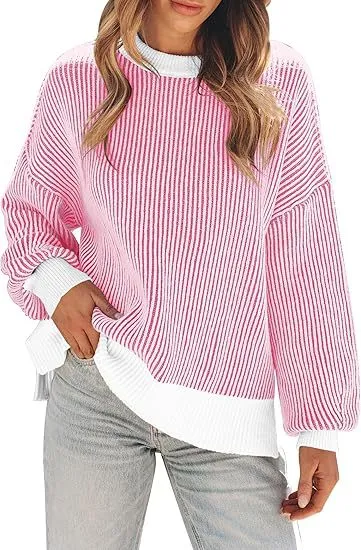 Loose All match Knitted Pullover Top For Women Pink - Shop at LoveMi