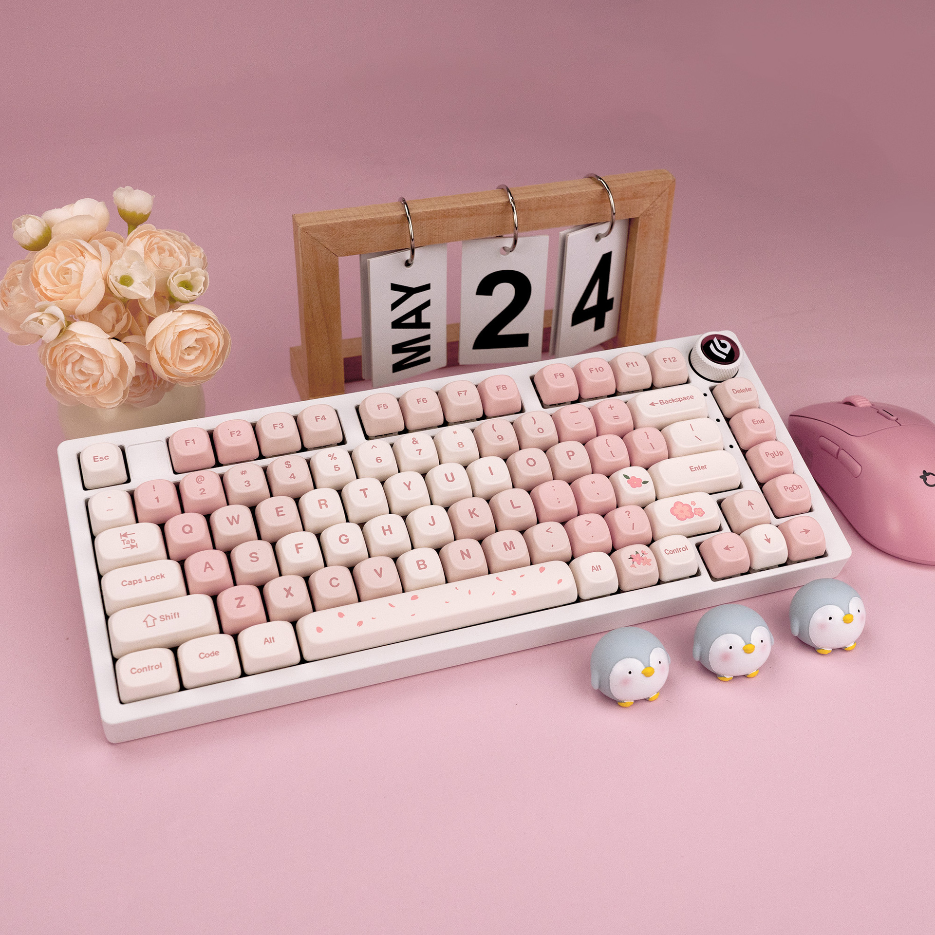 Title 12, Cherry BlossomTheme Full Set Key Cap PTB Five-s...