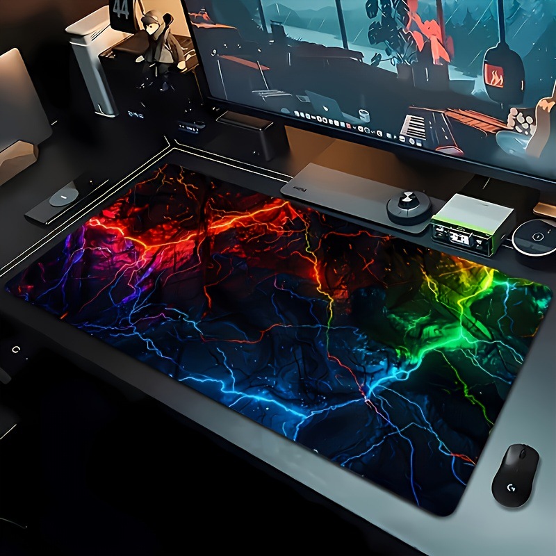 Large Gaming Mouse Pad Neon Lightning Durable 2