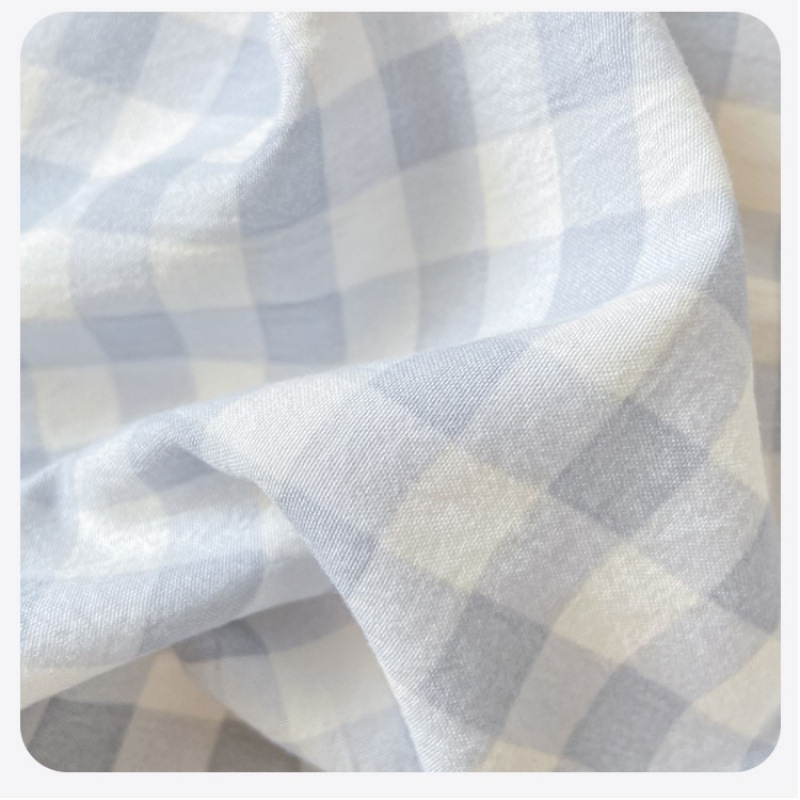Ins Feng Shui Washable Cotton Plaid Quilt Cover Three-Piece Set