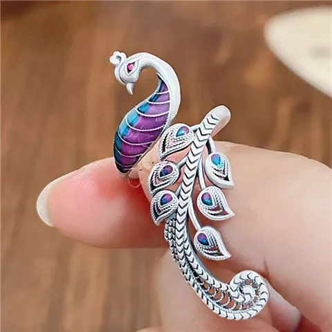 Enamel Color Phoenix Ring Women's Ethnic Style - Enamel Phoenix