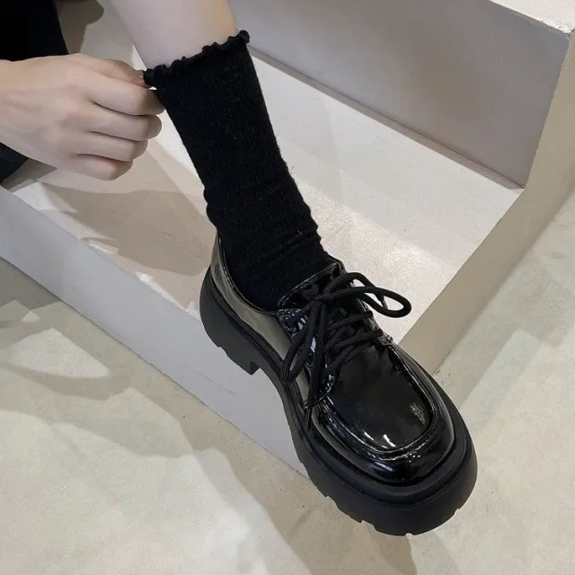 Spring And Summer New Student Leather Shoes Height Increasing Leisure Soft Bottom Pumps Black - Shop at LoveMi