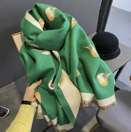 All match Scarf Warm Bird Pattern Cashmere Shawl Green - Shop at LoveMi