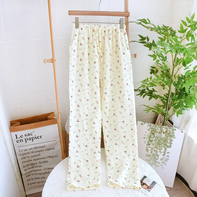 Straight Cotton Loose Home Pants Pajama Pants With Pockets Can Be Worn Outside Small Cherry L - Shop at LoveMi