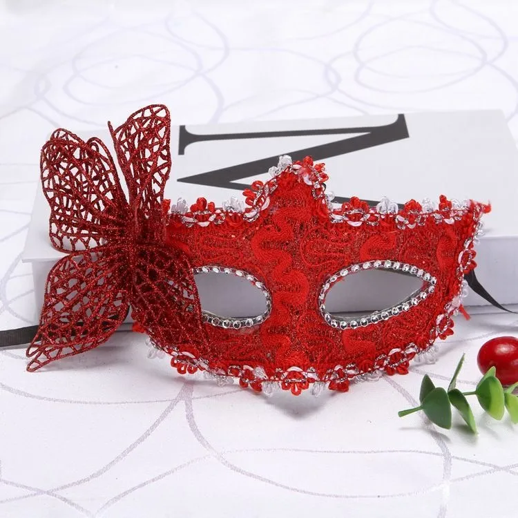 Dragon Pattern Leather Cloth Wrapper Surrounding Border Plus Butterfly Princess Mask Makeup Dance - Bright Red