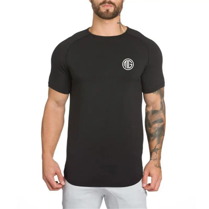 Ins European And American Fitness Men's Mid-length Breathable Sports T-shirt Bodybuilding Short Sleeve