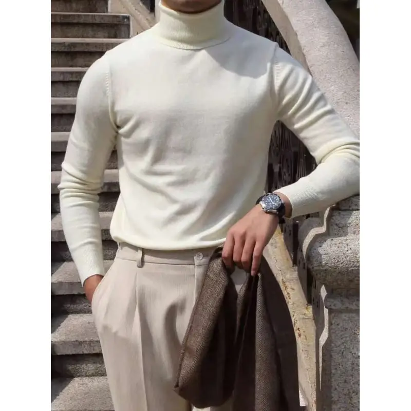 Autumn And Winter Turtleneck Cotton Sweater Male Long Sleeves Inner Wear Men's Knitwear