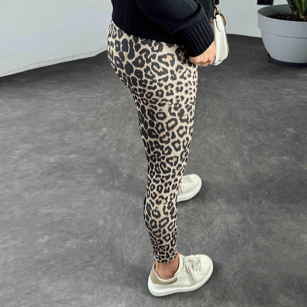 Comfortable High Waist Soft Leopard Print Home Trousers