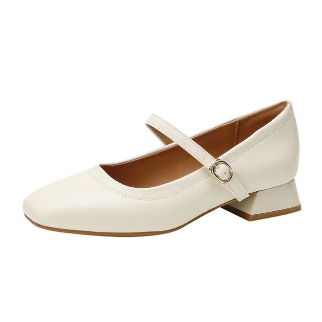 Mary Jane Commuter Retro Style Plus Size Womens Shoes Apricot - Shop at LoveMi