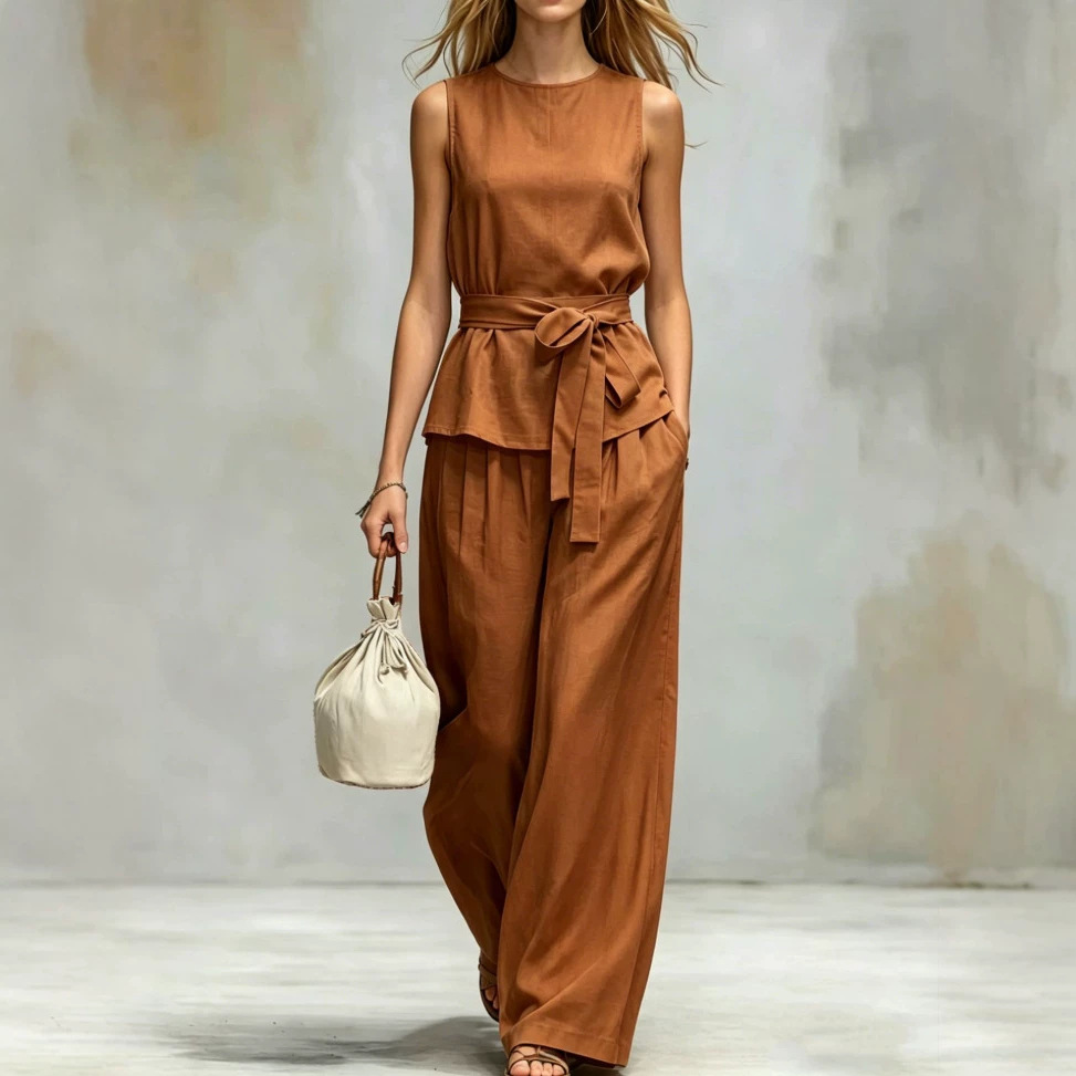 Women's Lace-up Fashion Two-piece Set