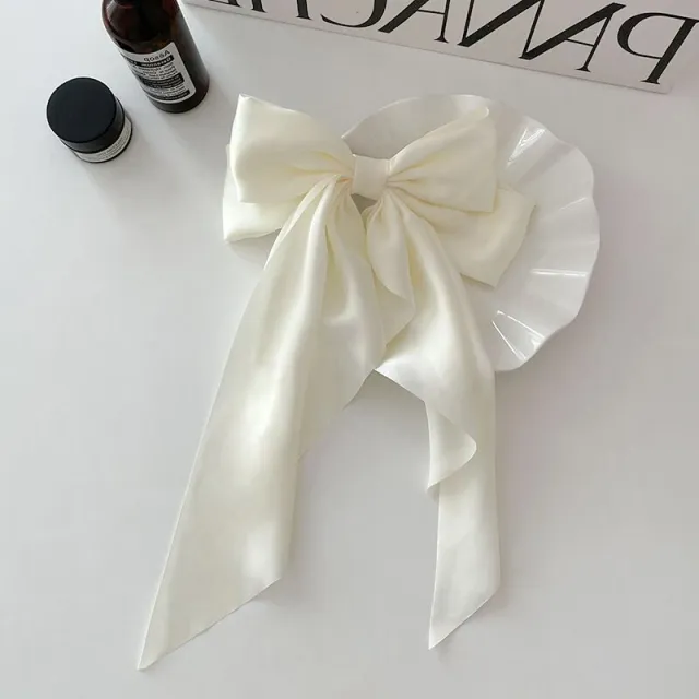 Bow Ribbon Hairpin Simple Retro Fabric Beige - Shop at LoveMi