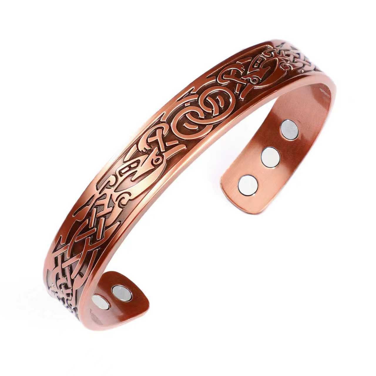 Retro Red Copper Brushed Magnet Bracelet