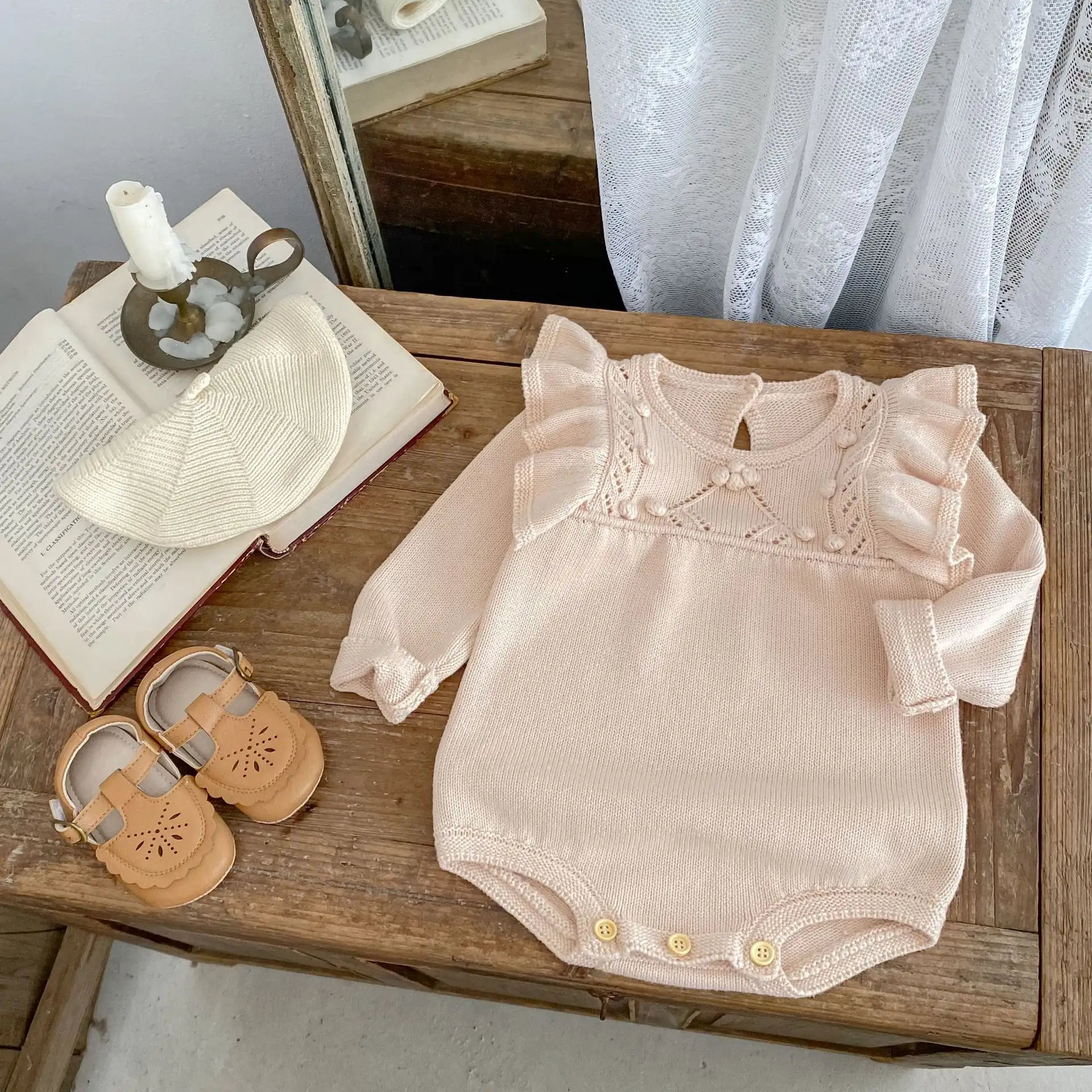 Girls Autumn Clothing Lace Long-sleeved Pure Color All-matching