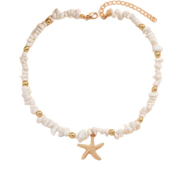 Irregular Pebble Clavicle Necklace With A Starfish Design