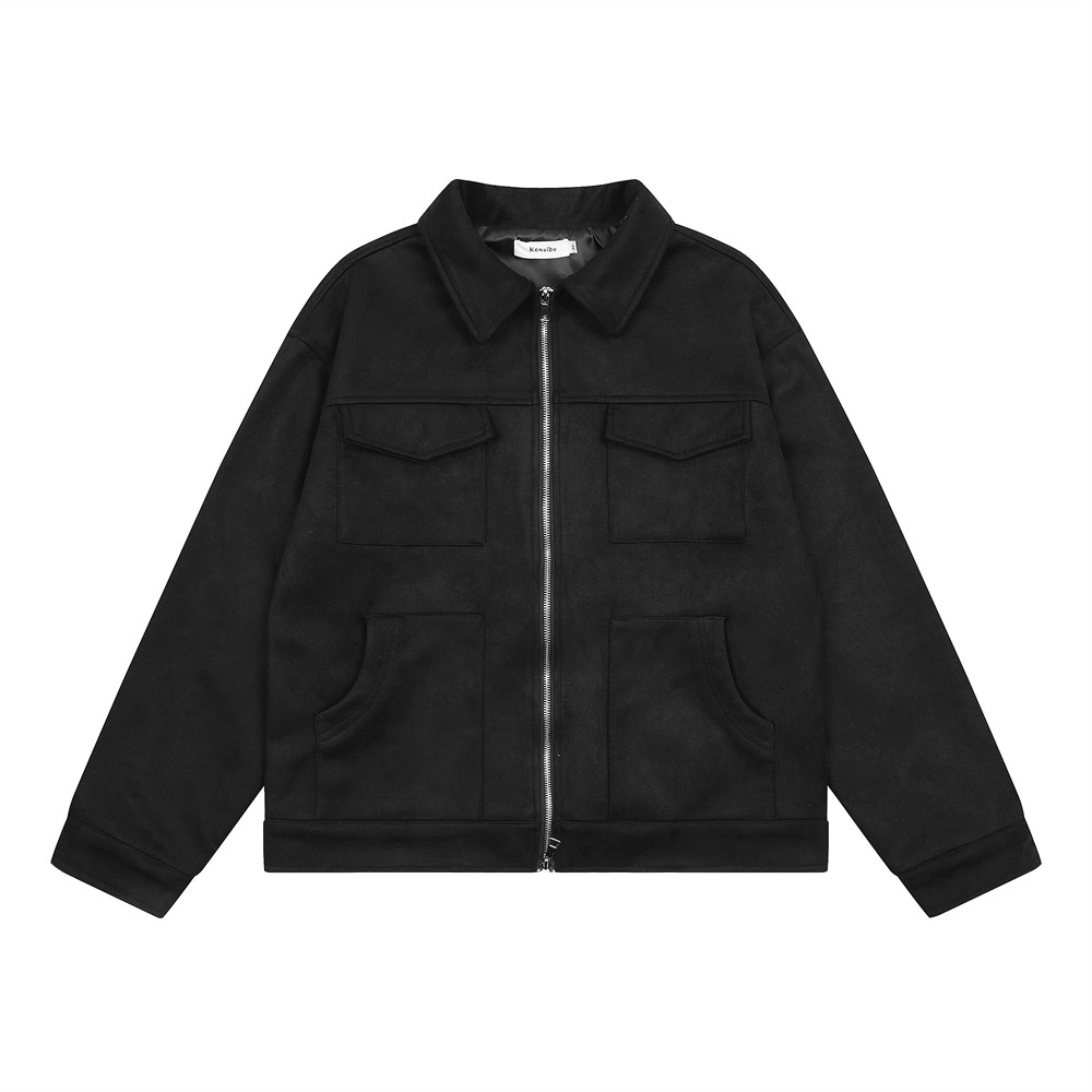 Solid Color Long Sleeve Lapel Pilot Jacket Versatile Trendy