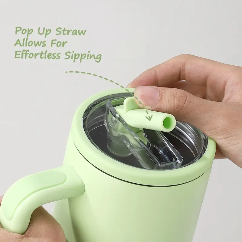 Leak Proof Foldable Straw Double Layered Ice Cream Cup