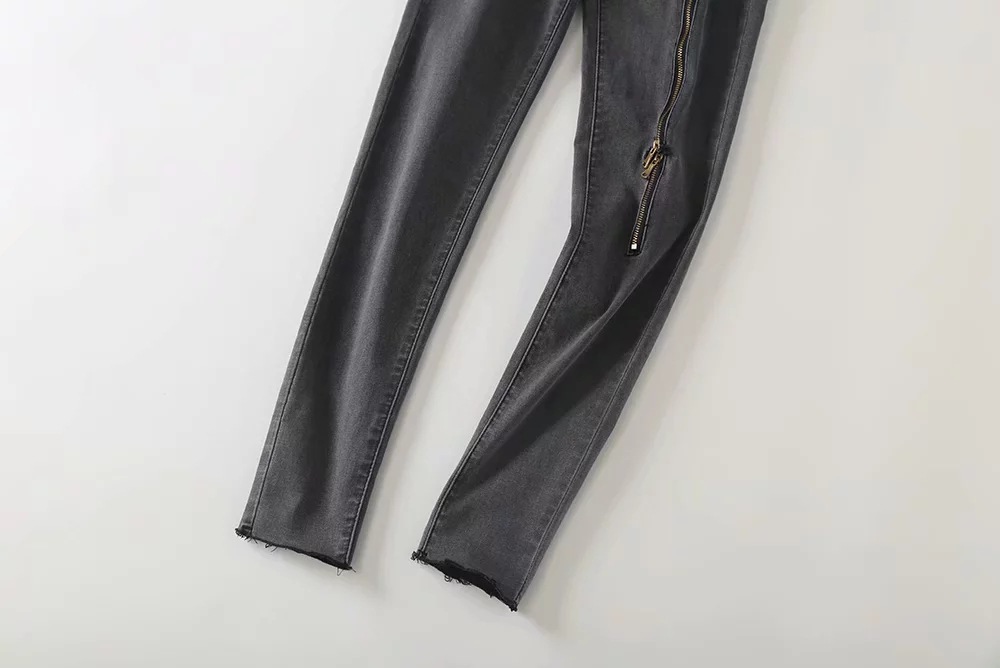 Title 5, Jeans strappati con zip, stile street europeo e...