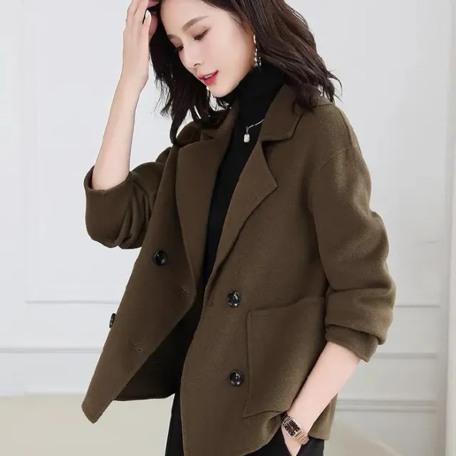 Casual Woolen Coat Thickened Overcoat Mom All matching Western Short Top Camellia - Shop at LoveMi
