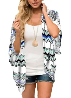 New Beach Bikini Sun Protective Blouse Vacation Chiffon Printed Cardigan - Figure 12-Xxl - View 1