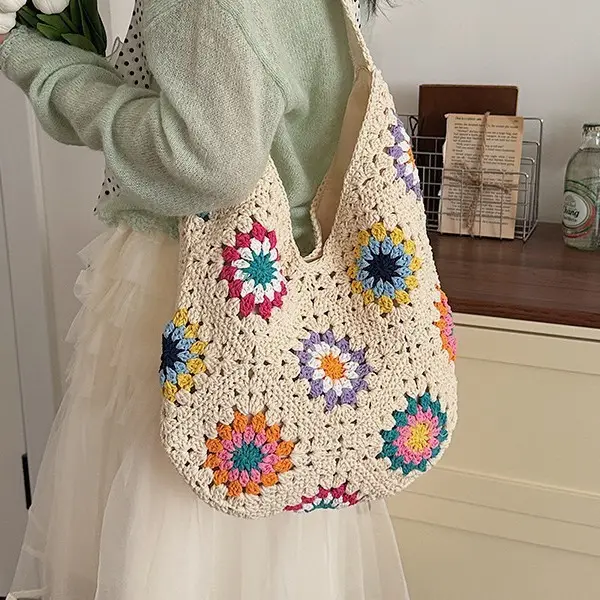 Colorful Floral Woven Bag Summer