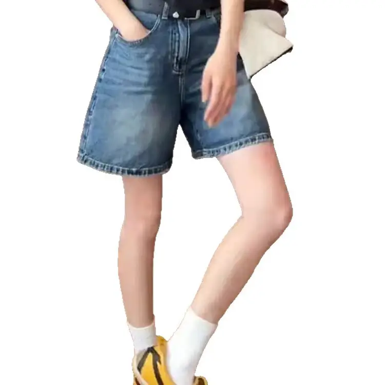 Women's Blue Polyester Denim Shorts