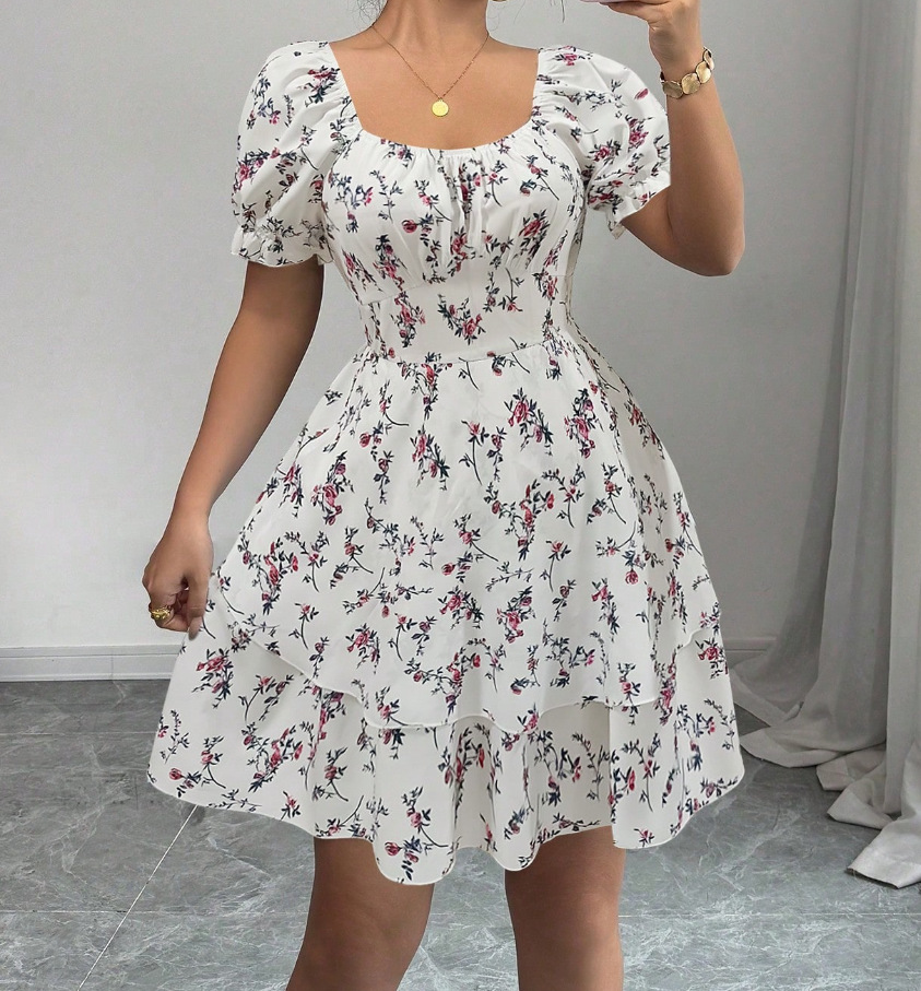 Women's Blue Floral Dress White Flower Dress - Shop at LoveMi