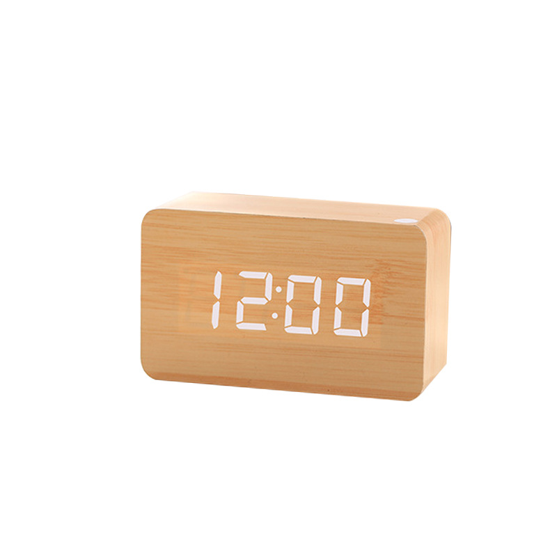 Sleek Mini LED Rectangular Wooden Digital Clock