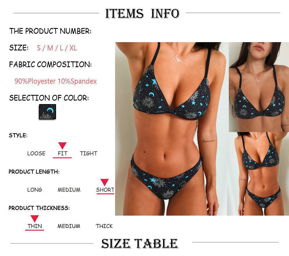 European And American AliExpress Swimsuit Printed Bikini Two Piece Suit With Chest Pad ZC3523