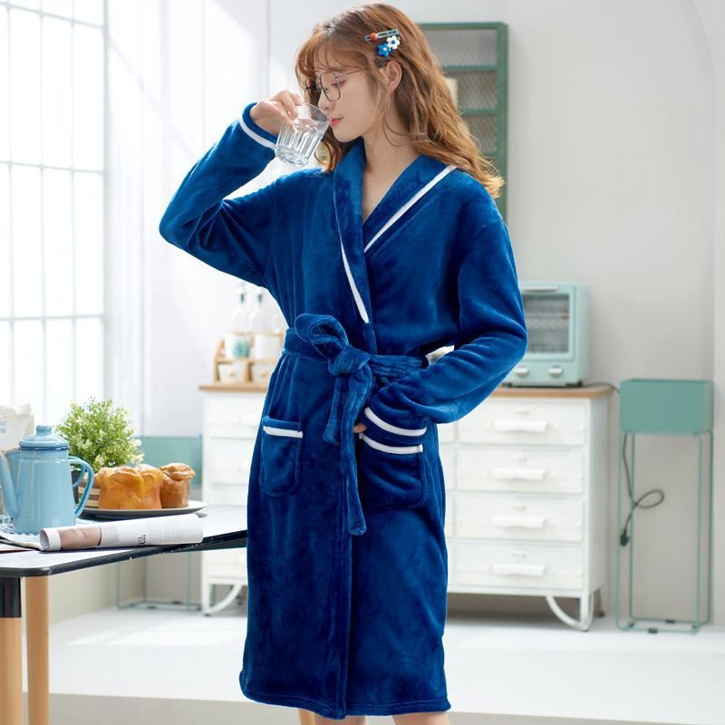 Women's Robe V Dense Dark Blue