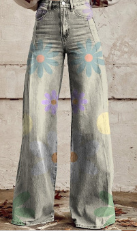 3D Thermal Transfer Speaker Simulation Denim Loose Pants