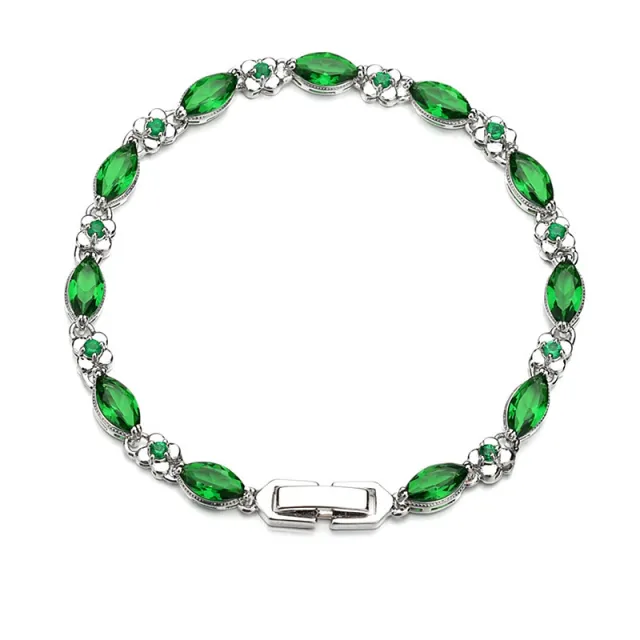 AAA Crystal Zircon Inlaid Fashion Jewelry Simple Bracelet Green - Shop at LoveMi