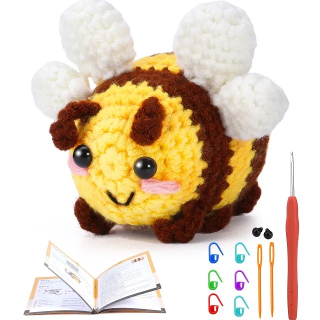 Doll Crochet Material Package Hand woven Decoration Wool Big Bee - Shop at LoveMi