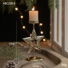 Christmas Candlestick Window Golden Decoration Iron Tray Retro - Five Pointed Star - View 1
