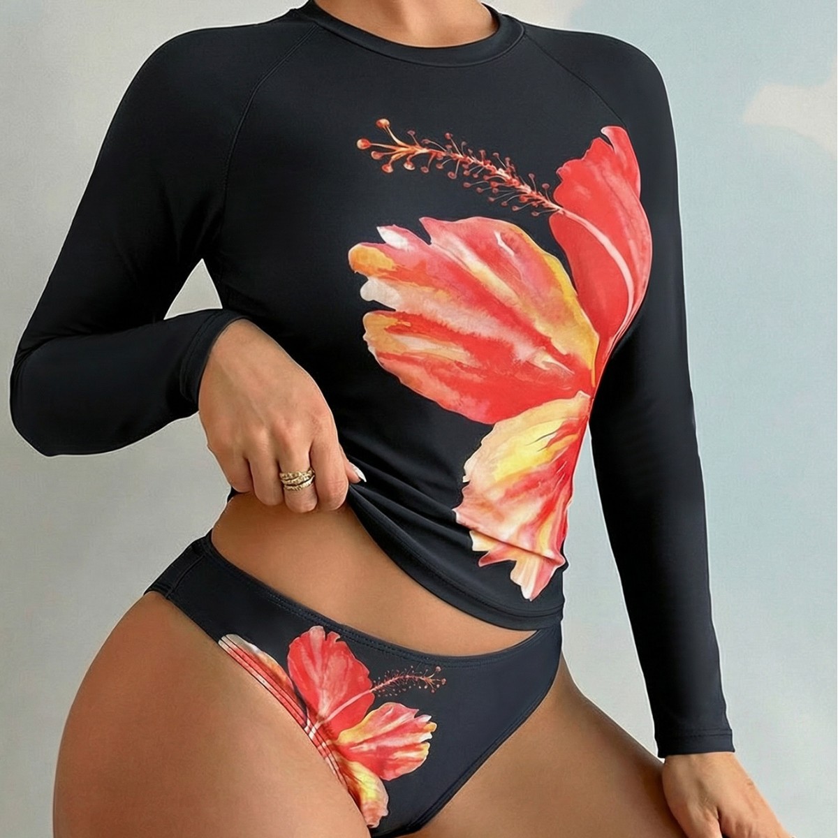 Floral Competition Swimsuit For Beach Vacations