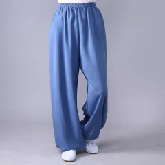 Men's And Women's Fashion Casual Breathable Cotton And Linen Practice Pants - Denim Blue - View 1