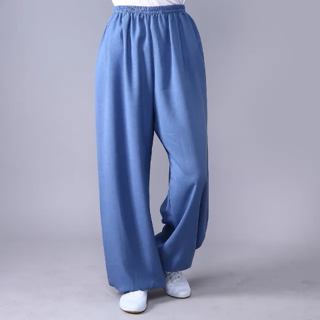 Men's And Women's Fashion Casual Breathable Cotton And Linen Practice Pants Denim Blue - Shop at LoveMi
