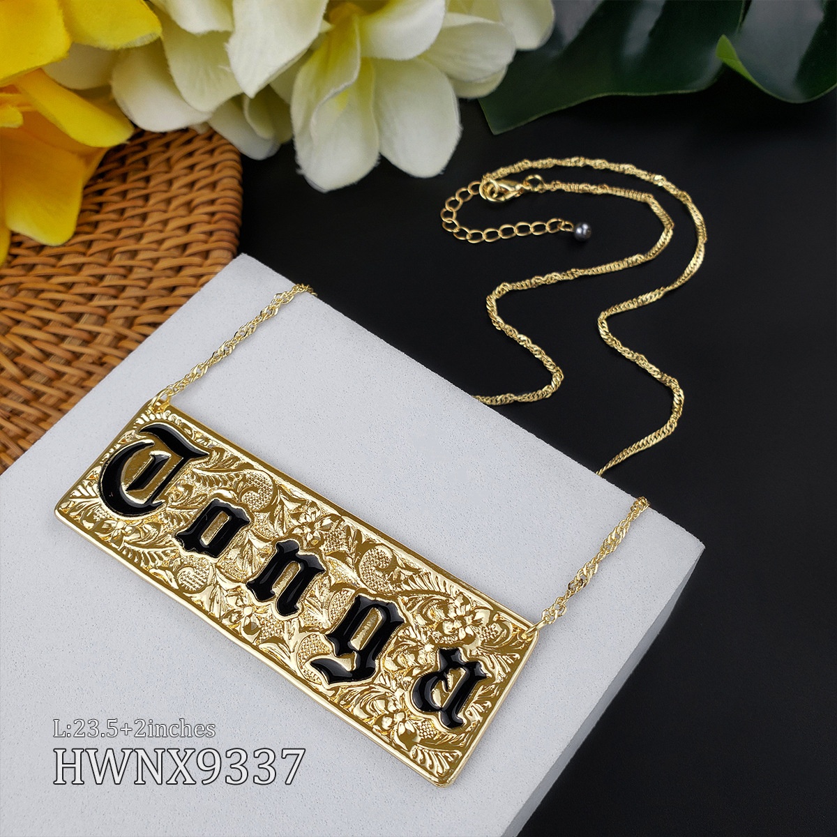 Army Style Special-interest Design Long Bar Tonga Samoa Necklace Black Dripping Oil Long Chain Ornament