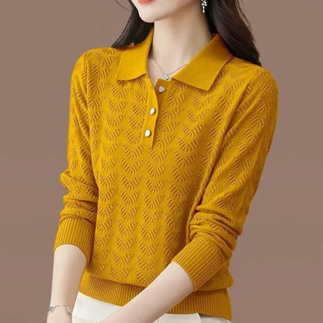 Fashion Loose Bottoming Shirt Knitted Top Yellow - Shop at LoveMi