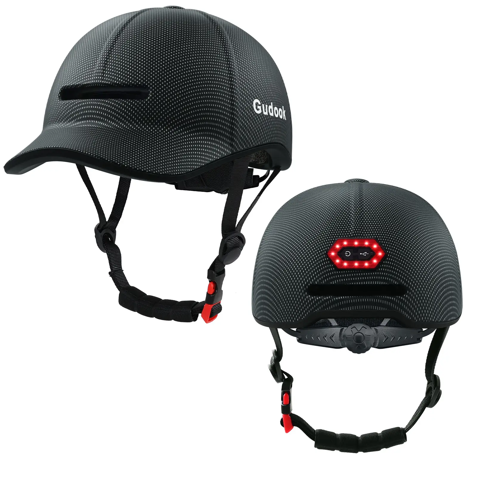 High-end LED Rechargeable Rear Lamp City Recreational Bicycle Riding Peaked Cap Helmet