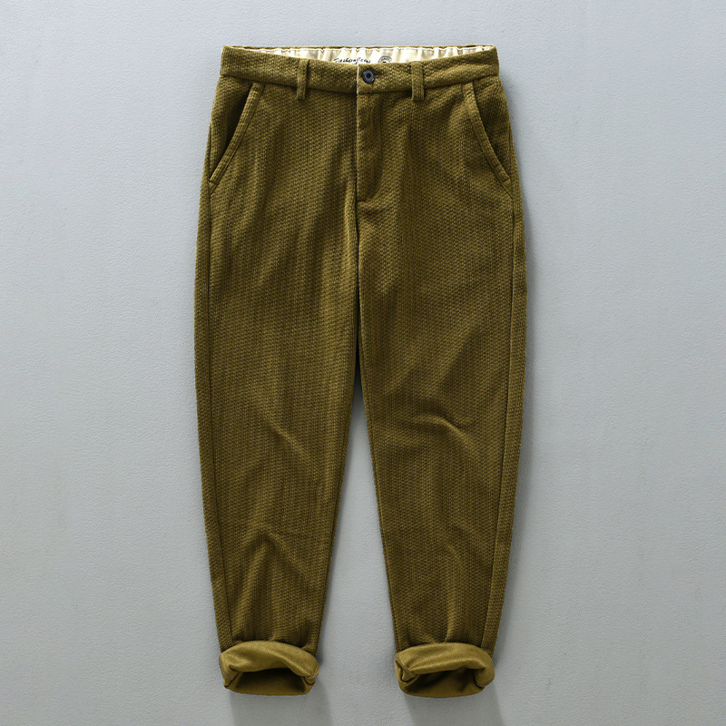Mens Retro Corduroy Straight-Leg Slim-Fit Casual Pants