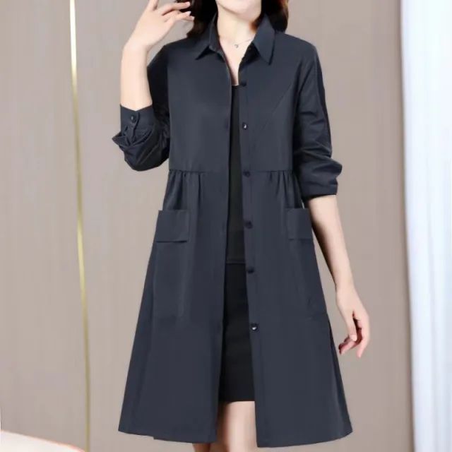 Solid Color Trench Coat Youthful looking Fashionable Stylish All matching Jacket Black - Shop at LoveMi